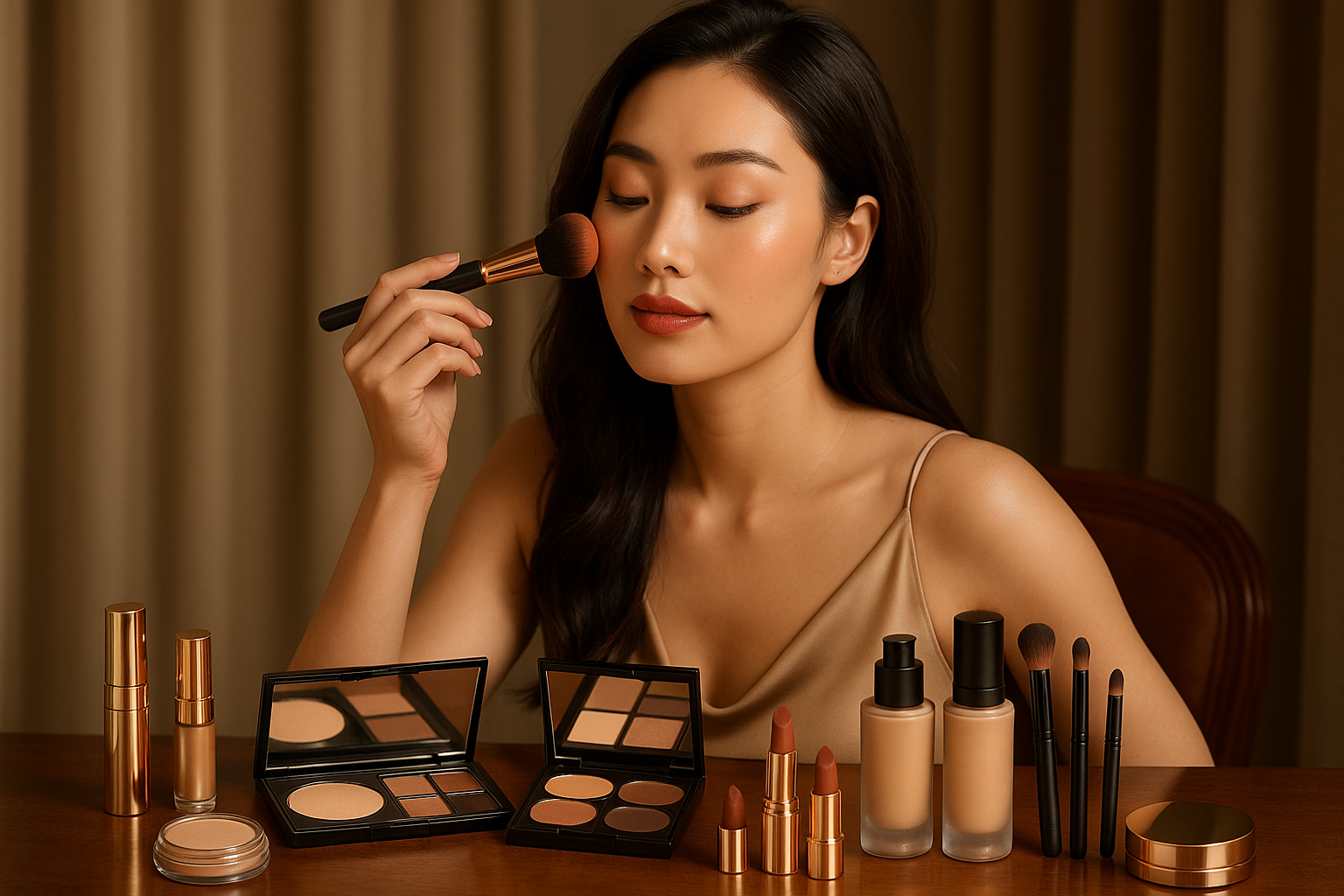 With the make up and cosmetics display
